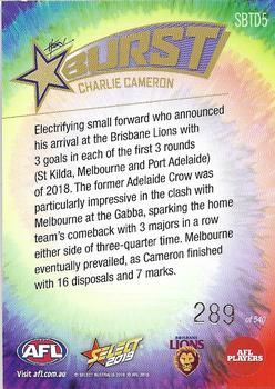2019 Select Footy Stars - Starburst Caricatures Tie-Dye #SBTD5 Charlie Cameron Back